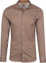 Desoto - Overhemd Kent Print Bruin - L - Heren - Slim-fit