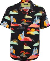 Scotch and Soda - Overhemd SS Print Zwart - L - Heren - Regular-fit