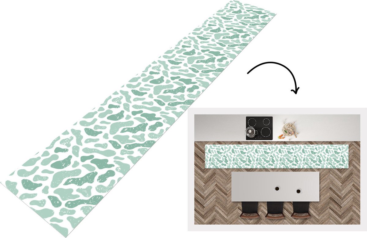 KitchenYeah Keukenloper - Keukenmat - Abstract - Verf - Patroon - Grijs - Dierenprint - Keuken vloerkleed Multicolor