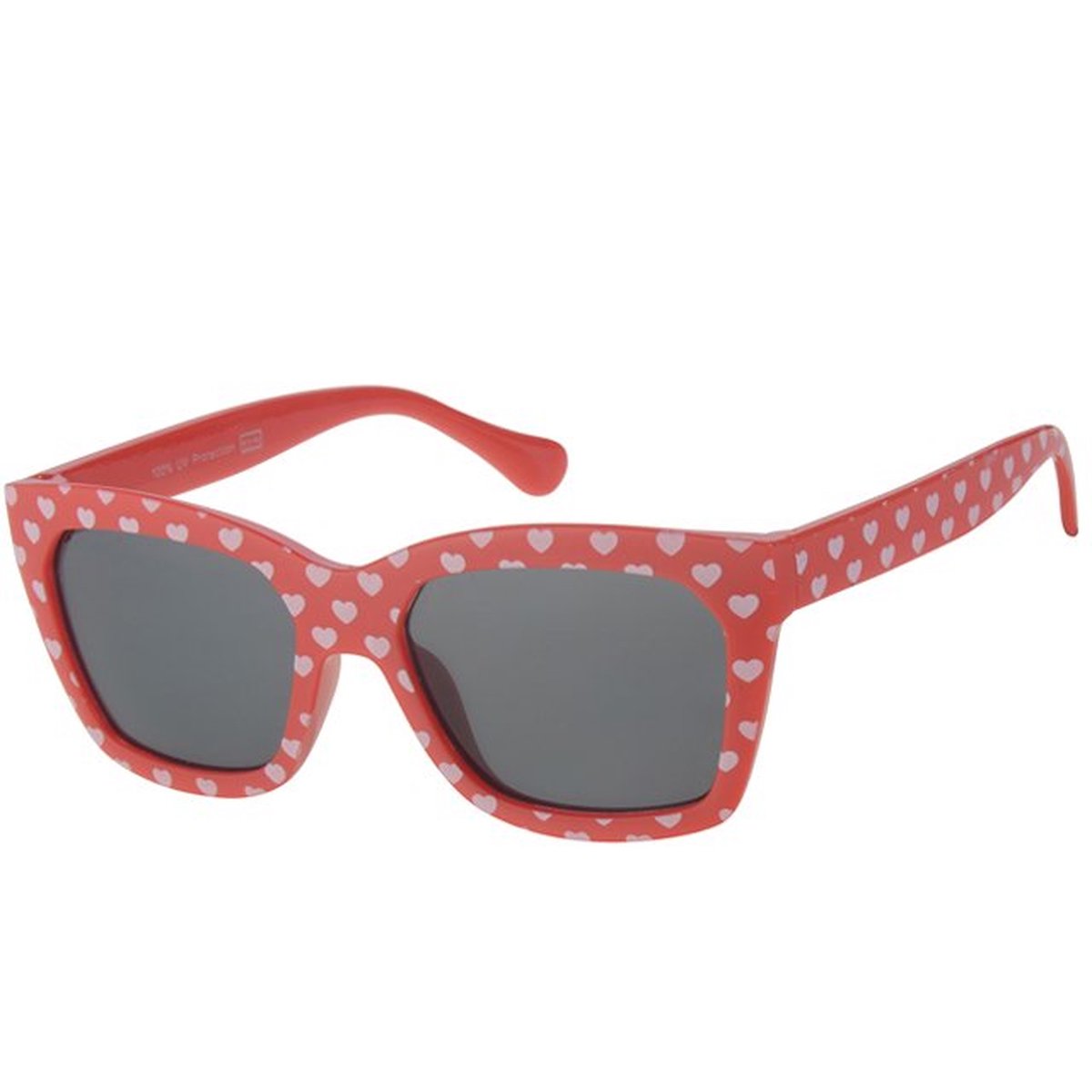 Kinderzonnebril rood met hartjes 5-8jr - 100% UV cat 3