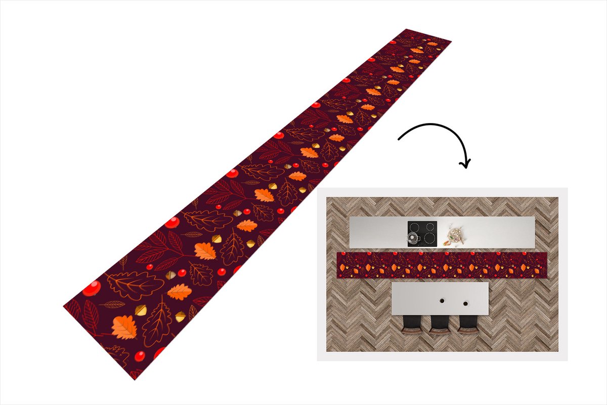 KitchenYeah Keukenloper - Keukenmat - Patronen - Herfst - Blaadjes - Keuken vloerkleed multicolor, foto 3