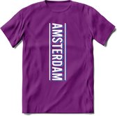 Amsterdam T-Shirt | Souvenirs Holland Kleding | Dames / Heren / Unisex Koningsdag shirt | Grappig Nederland Fiets Land Cadeau | - Paars - XXL