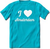 I Love Amsterdam T-Shirt | Souvenirs Holland Kleding | Dames / Heren / Unisex Koningsdag shirt | Grappig Nederland Fiets Land Cadeau | - Blauw - S