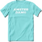 Amsterdam T-Shirt | Souvenirs Holland Kleding | Dames / Heren / Unisex Koningsdag shirt | Grappig Nederland Fiets Land Cadeau | - Licht Blauw - XXL