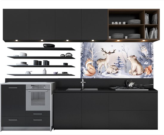Keuken achterwand behang - Waterafstotend - Schilderij - Winter - Dieren -  120x60 CM -... | bol.com