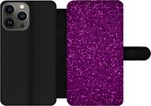 Bookcase Geschikt voor iPhone 13 Pro Max telefoonhoesje - Paars - Roze - Patronen - Abstract - Met vakjes - Wallet case met magneetsluiting