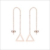 Aramat jewels ® - Doortrek oorbellen driehoek rosékleurig staal 10cm