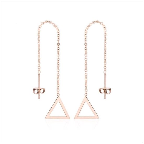 Aramat jewels ® - Doortrek oorbellen driehoek rosékleurig staal 10cm