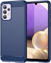 Geborsteld TPU Hoesje Geschikt voor Samsung Galaxy A33 | Beschermhoes | Back Cover | Flexibel TPU | Stijlvol Carbon | Dun | Blauw