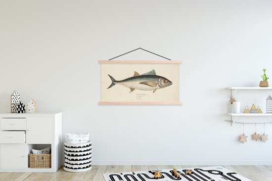 Porte-affiche avec affiche - Affiche scolaire - Une illustration vintage d'un poisson - 120x60 cm - Lattes vierges