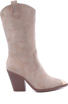 SmileFavorites® Laarzen met Hak - Suedine - Beige - Maat 38