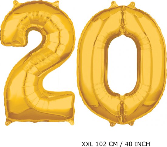Pogo stick sprong Compatibel met passend Mega grote XXL gouden folie ballon cijfer 20 jaar. leeftijd verjaardag 20  jaar. 102... | bol.com