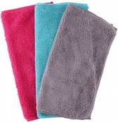 stofdoeken 3 stuks 29x29cm roze/blauw/grijs