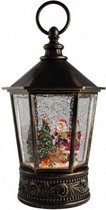 lantaarn Kerstman led 14 x 26 cm glas zwart