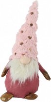 kerstkabouter Henk 19 x 40 cm textiel donkerroze