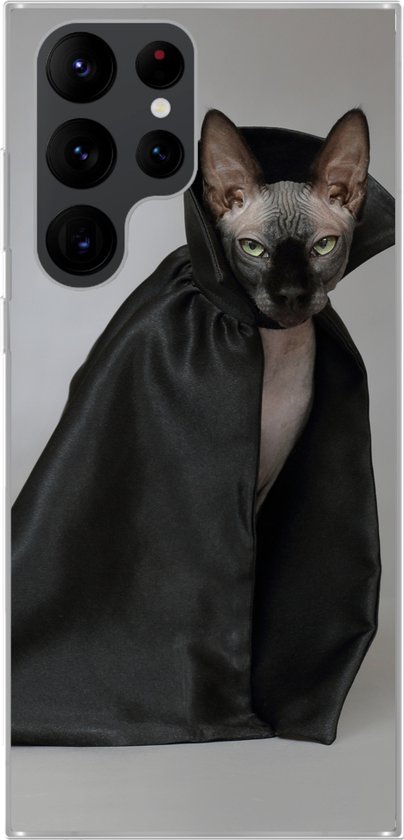 Coque Samsung Galaxy S22 Ultra - Chat - Cape - Zwart - Coque de téléphone en Siliconen