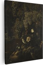 Artaza Canvas Schilderij Druiven, Bloemen en Dieren - Isac Vromans - 80x100 - Groot - Kunst - Wanddecoratie Woonkamer