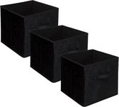 Set van 3x stuks opbergmand/kastmand 29 liter zwart polyester 31 x 31 x 31 cm - Opbergboxen - Vakkenkast manden