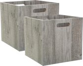 Set van 4x stuks opbergmand/kastmand 29 liter grijs/greywash van hout 31 x 31 x 31 cm - Opbergboxen - Vakkenkast manden