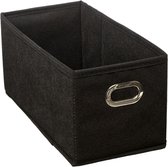 Opbergmand/kastmand 7 liter zwart linnen 31 x 15 x 15 cm - Opbergboxen - Vakkenkast manden