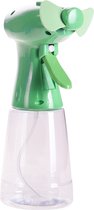 Groene -  Hand ventilator - Met water verstuiver 22 cm - Zak ventilator/waaier - Waterverstuiver