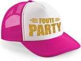 Foute Party gouden letters snapback cap/ truckers pet roze voor dames en heren - verkleed petten
