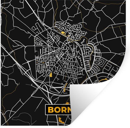 Stickers muraux - Borne - Black and Gold et Or - Plan de la ville - Carte - Plan d'étage - 50x50 cm - Film adhésif
