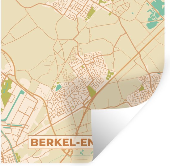 Stickers Stickers muraux - Berkel-Enschot - Carte - Carte - Plan de la ville - Vintage - 120x120 cm - Feuille adhésive XXL