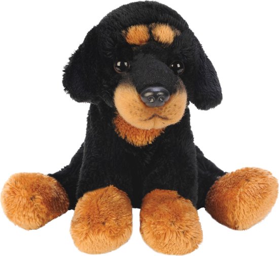 Pluche knuffel dieren Rottweiler hond 13 cm - Speelgoed knuffelbeesten - Honden soorten