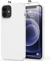 Hoesje Geschikt voor iPhone 11 Hoesje Soft Nano Silicone Backcover Gel Wit Met 2x Glazen screenprotector