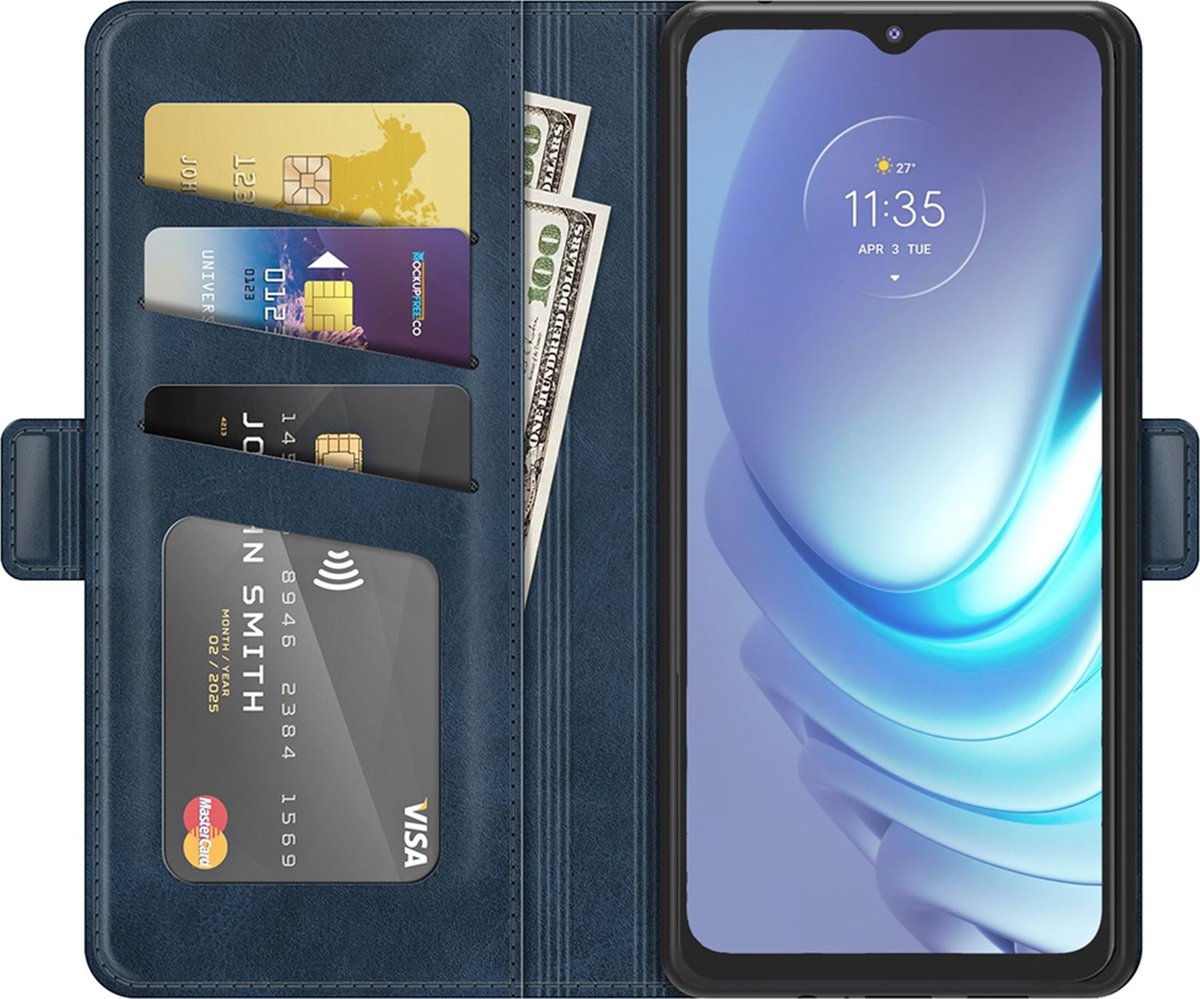 Mobigear Telefoonhoesje geschikt voor Motorola Moto G50 Hoesje | Mobigear Slim Magnet Bookcase Portemonnee | Pasjeshouder voor 3 Pasjes | Telefoonhoesje voor Pinpas / OV Kaart / Rijbewijs - Blauw