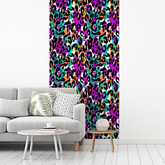 Behang - Fotobehang Regenboog - Panter - Patronen - Breedte 120 cm x hoogte 240 cm