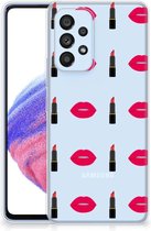 Telefoon Hoesje Geschikt voor Samsung Galaxy A53 5G Silicone Hoesje Doorzichtig Lipstick Kiss