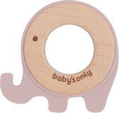 Baby's Only Houten baby bijtring - Bijtspeeltje olifant - Oud Roze - Baby cadeau