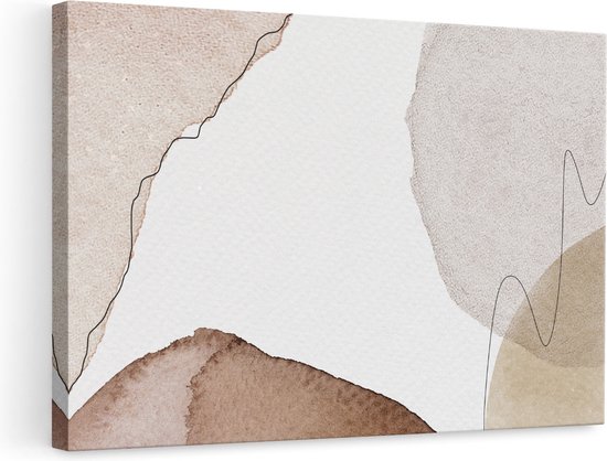 Artaza Canvas Schilderij Abstracte Kunst - Bruin Beige - 90x60 - Foto Op Canvas - Canvas Print - Muurdecoratie