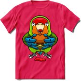 Lekkerbek papegaai T-Shirt Grappig | Dieren vogel agapornis Kleding Kado Heren / Dames | Fastfood Cadeau shirt - Roze - S