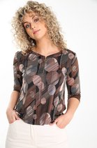 Cassis Dames Soepel T-shirt met geometrische print - T-shirt - Maat 42