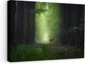 Artaza Canvas Schilderij Hert in het Groene Bos - 60x40 - Foto Op Canvas - Canvas Print