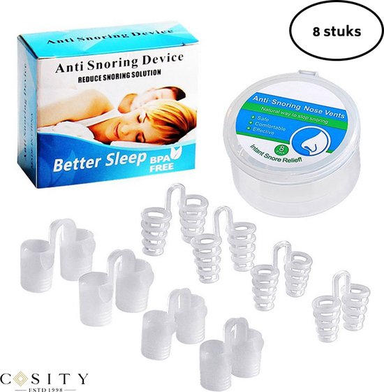 Foto: Anti snurkclips 8 stuks 2 types 4 verschillende maten transparant neusspreiders