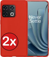 Hoesje Geschikt voor OnePlus 10 Pro Hoesje Siliconen Case Hoes - Hoes Geschikt voor OnePlus 10 Pro Hoes Cover Case - Rood - 2 PACK