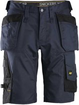 Snickers 6151 AllroundWork, Pantalon de travail court extensible coupe ample avec poches holster - Blauw foncé / Zwart - 50