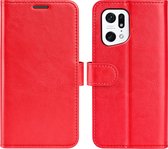 Oppo Find X5 Hoesje - MobyDefend Wallet Book Case (Sluiting Achterkant) - Rood - GSM Hoesje - Telefoonhoesje Geschikt Voor Oppo Find X5