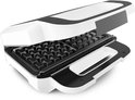 Open Tefal Snack XL tosti- en wafelmaker met witte en zwarte platen.