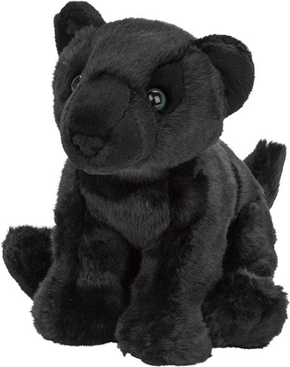Nature Planet pluche panter - zwart - 22 cm - knuffeldier - panter knuffels - wilde dieren