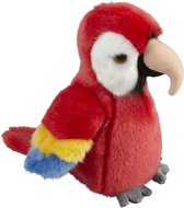 Pluche kleine knuffel dieren rode macaw papegaai vogel van 19 cm - Speelgoed knuffels vogels - Leuk als cadeau voor kinderen