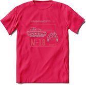 M18 Hellcat leger T-Shirt | Unisex Army Tank Kleding | Dames / Heren Tanks ww2 shirt | Blueprint | Grappig bouwpakket Cadeau - Roze - XL