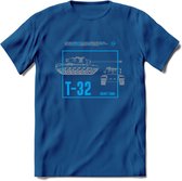 T32 Heavy tank leger T-Shirt | Unisex Army Tank Kleding | Dames / Heren Tanks ww2 shirt | Blueprint | Grappig bouwpakket Cadeau - Donker Blauw - 3XL