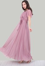 HASVEL-Misty Roze Maxi jurk Dames - Maat L-Galajurk-Avondjurk-HASVEL-Powder Maxi Dress Women - Size L-Prom Dress-Evening Dress