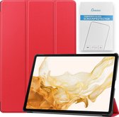 Case2go - Tablet hoes & Screenprotector geschikt voor Samsung Galaxy Tab S8 Plus - 12.4 Inch - Auto Wake/Sleep functie - Rood