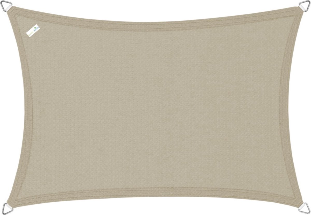 Buitenkado schaduwdoek rechthoek 2x2,5 m - HDPE/RVS ringen - taupe